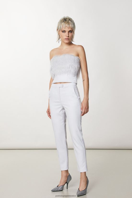 vestir mx Patrizia Pepe mujer pantalones pitillo de franela eldorado blanco 66024R701