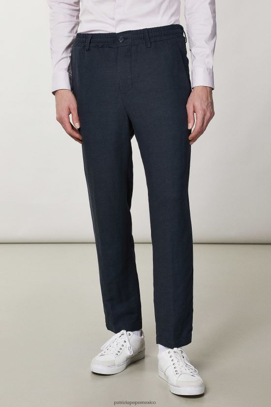 vestir mx Patrizia Pepe hombres joggers de lino Marina Real 66024R1018