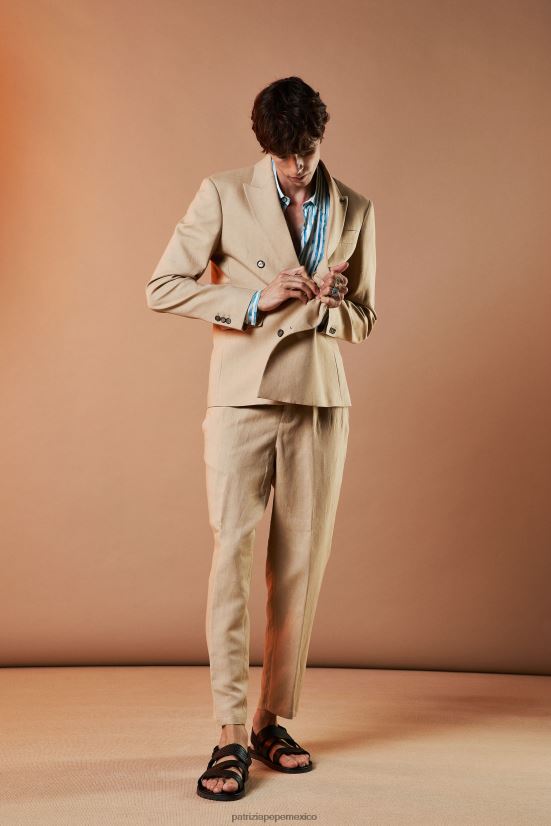 vestir mx Patrizia Pepe hombres joggers de lino curry beige 66024R1012