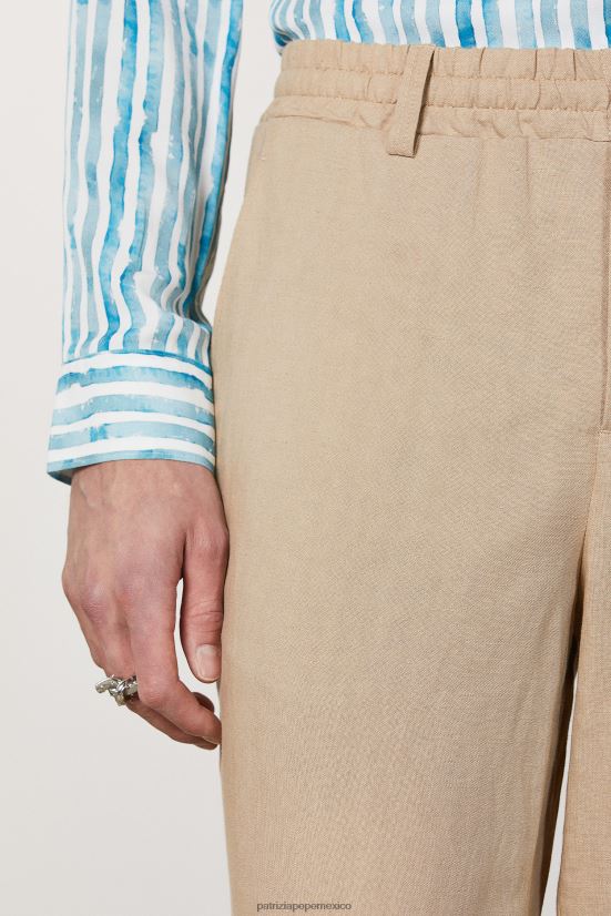 vestir mx Patrizia Pepe hombres joggers de lino curry beige 66024R1012