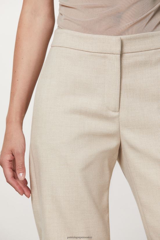 vestir mx Patrizia Pepe mujer pantalones jogger de lona mezcla beige artesanal 66024R632