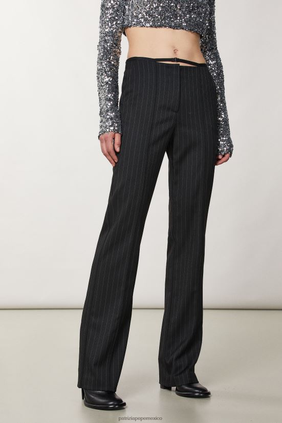 vestir mx Patrizia Pepe mujer pantalones de franela rayas negras 66024R186
