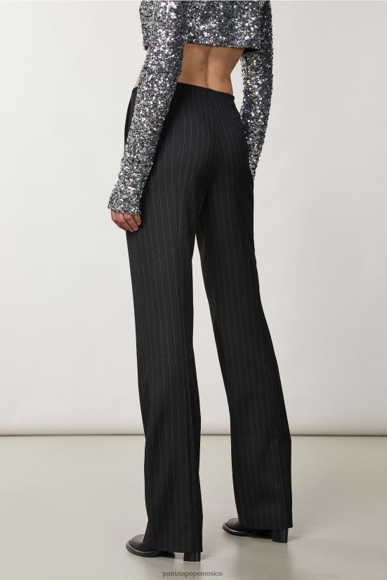 vestir mx Patrizia Pepe mujer pantalones de franela rayas negras 66024R186