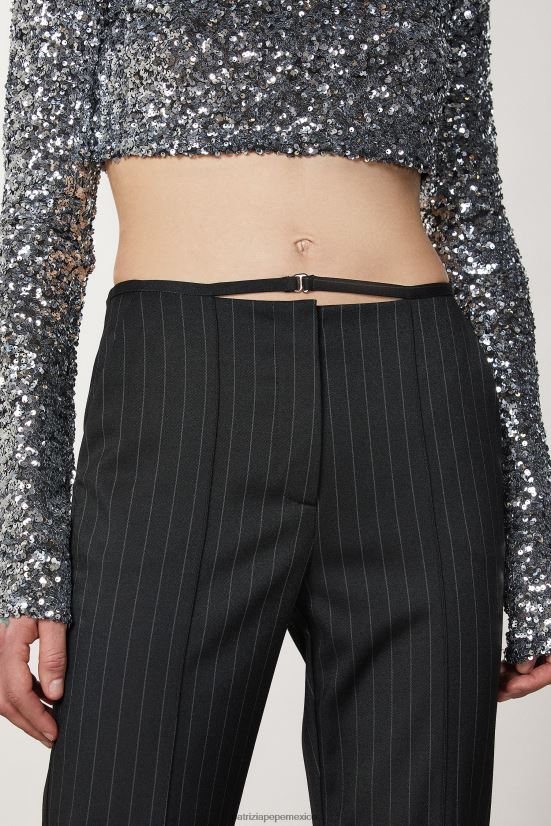 vestir mx Patrizia Pepe mujer pantalones de franela rayas negras 66024R186