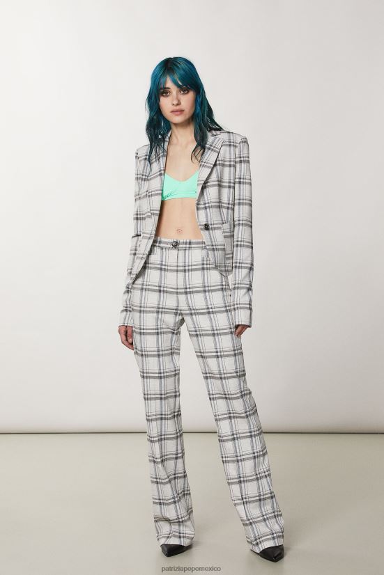 vestir mx Patrizia Pepe mujer pantalones de viscosa de corte regular cuadros gris mineral 66024R118