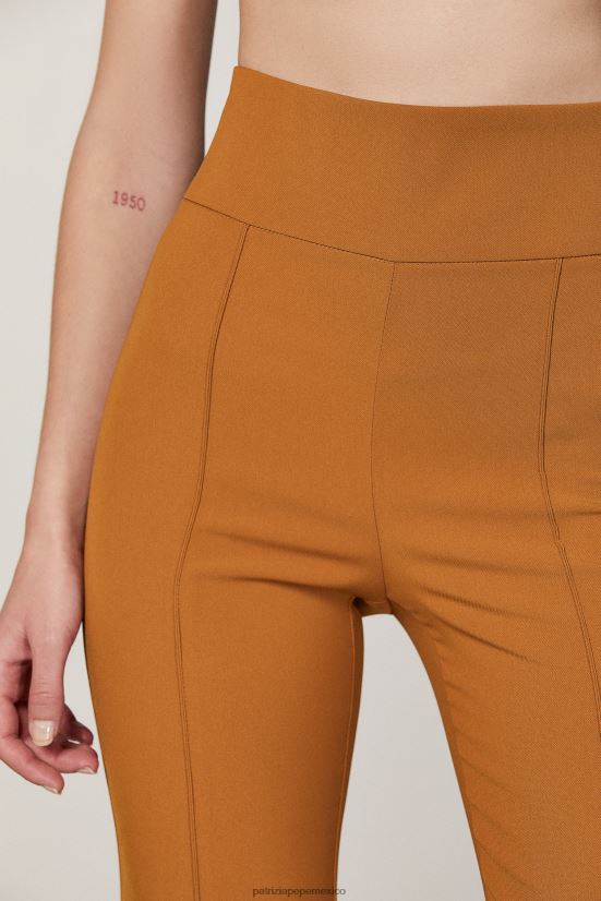 vestir mx Patrizia Pepe mujer pantalones esenciales de cintura alta marrón picante 66024R543