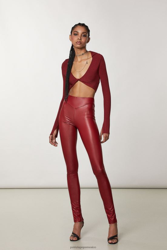 vestir mx Patrizia Pepe mujer leggings ajustados de punto rojo marciano 66024R55
