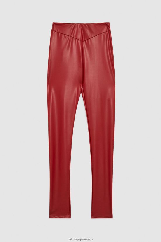 vestir mx Patrizia Pepe mujer leggings ajustados de punto rojo marciano 66024R55