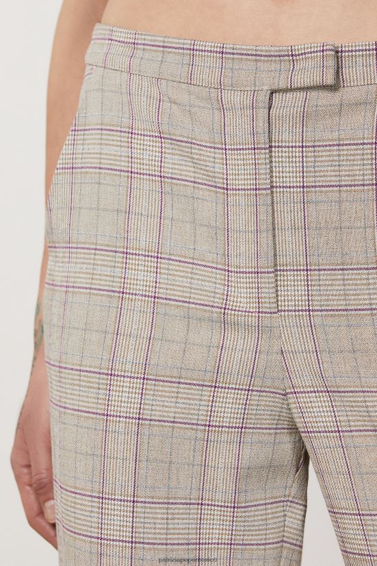 vestir mx Patrizia Pepe mujer pantalones de tiro medio cuadros beige primavera 66024R491