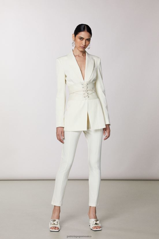 vestir mx Patrizia Pepe mujer pantalones pitillo ajustados coco blanco 66024R283