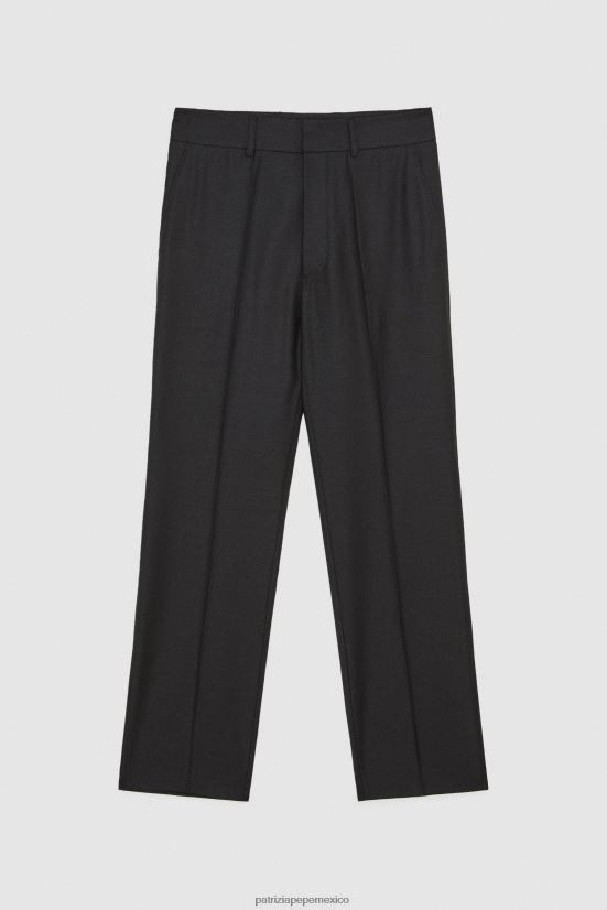 vestir mx Patrizia Pepe hombres pantalones rectos de lana fría vinilo nero 66024R1036