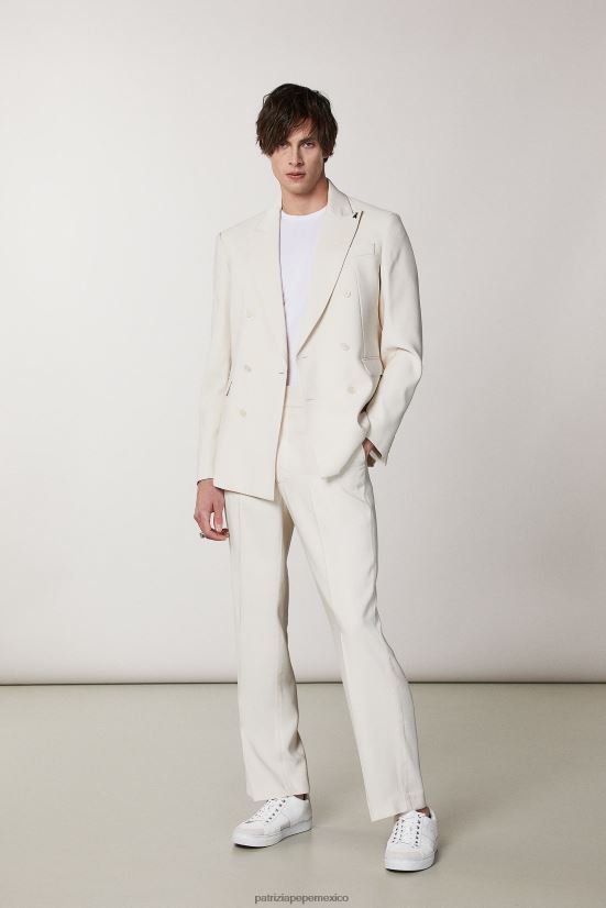 vestir mx Patrizia Pepe hombres pantalones rectos de sarga blanco mantecoso 66024R1017