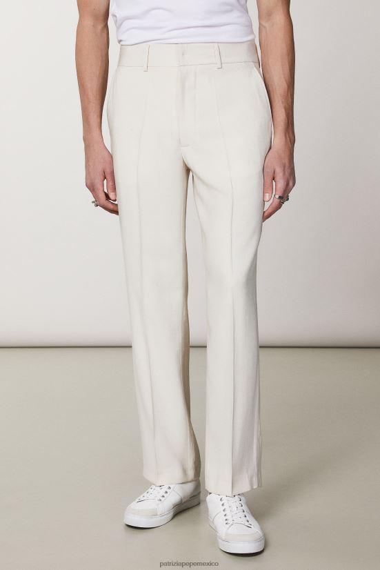 vestir mx Patrizia Pepe hombres pantalones rectos de sarga blanco mantecoso 66024R1017