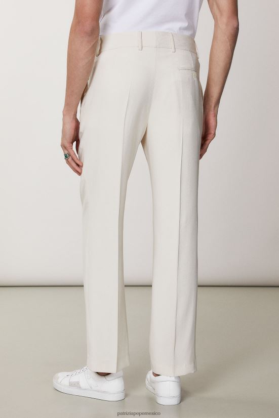 vestir mx Patrizia Pepe hombres pantalones rectos de sarga blanco mantecoso 66024R1017