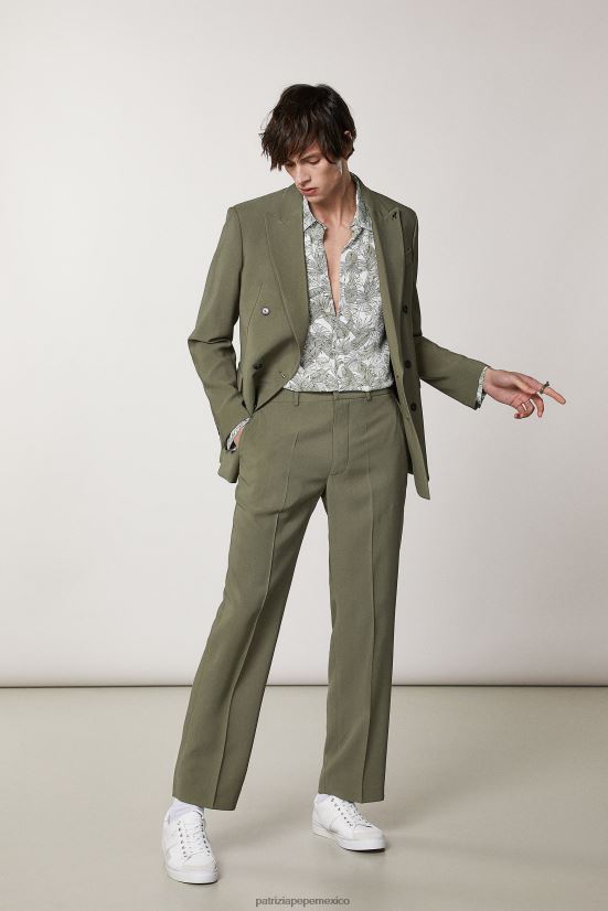 vestir mx Patrizia Pepe hombres pantalones rectos de sarga oliva capuleto 66024R1005