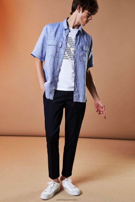 vestir mx Patrizia Pepe hombres pantalones slim fit hasta los tobillos Marina Real 66024R1027