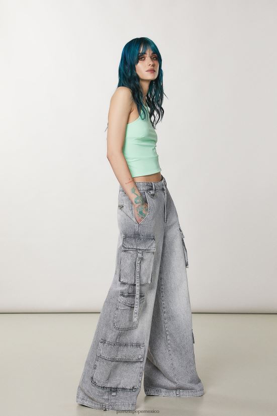 vestir mx Patrizia Pepe mujer pantalones cargo de algodón lavado gris mineral 66024R63