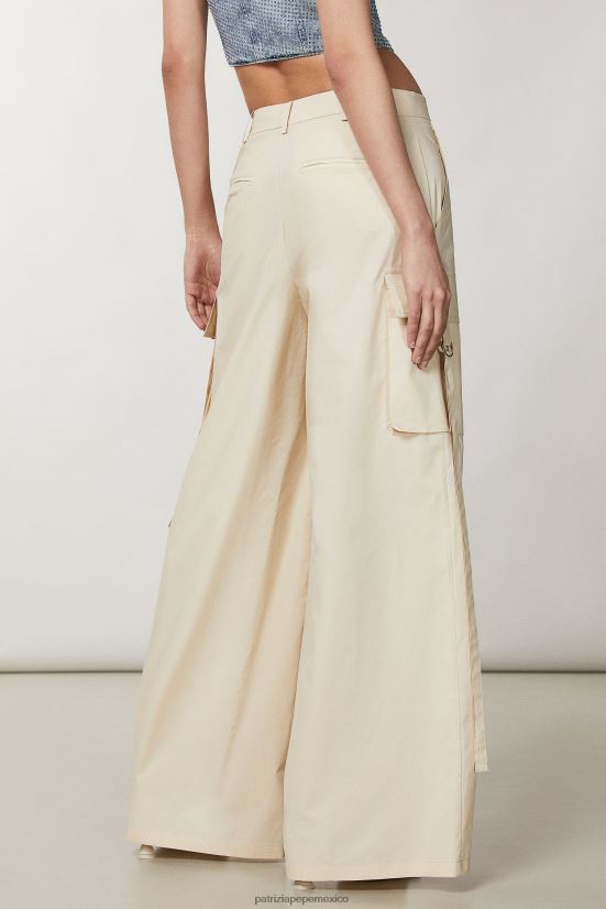 vestir mx Patrizia Pepe mujer pantalones cargo de popelina algodón marfil 66024R334