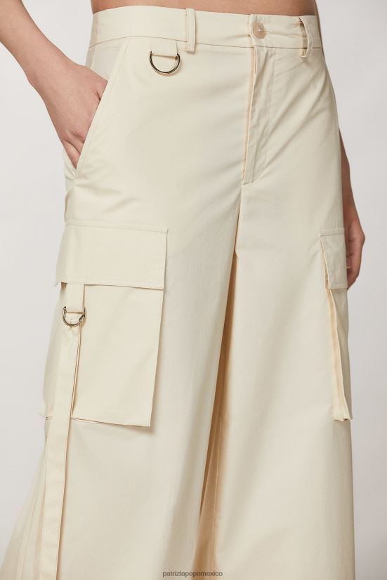 vestir mx Patrizia Pepe mujer pantalones cargo de popelina algodón marfil 66024R334