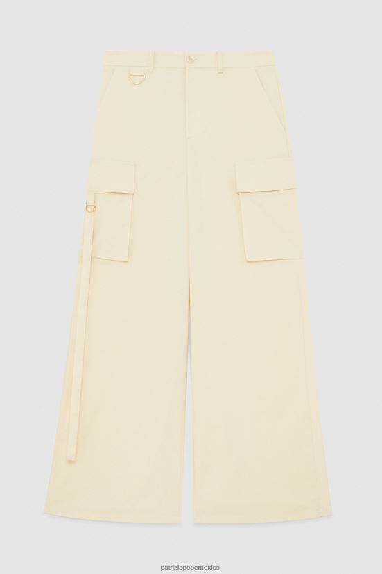 vestir mx Patrizia Pepe mujer pantalones cargo de popelina algodón marfil 66024R334