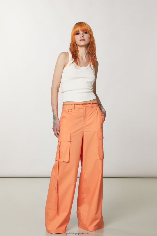 vestir mx Patrizia Pepe mujer pantalones cargo de popelina naranja claro 66024R249