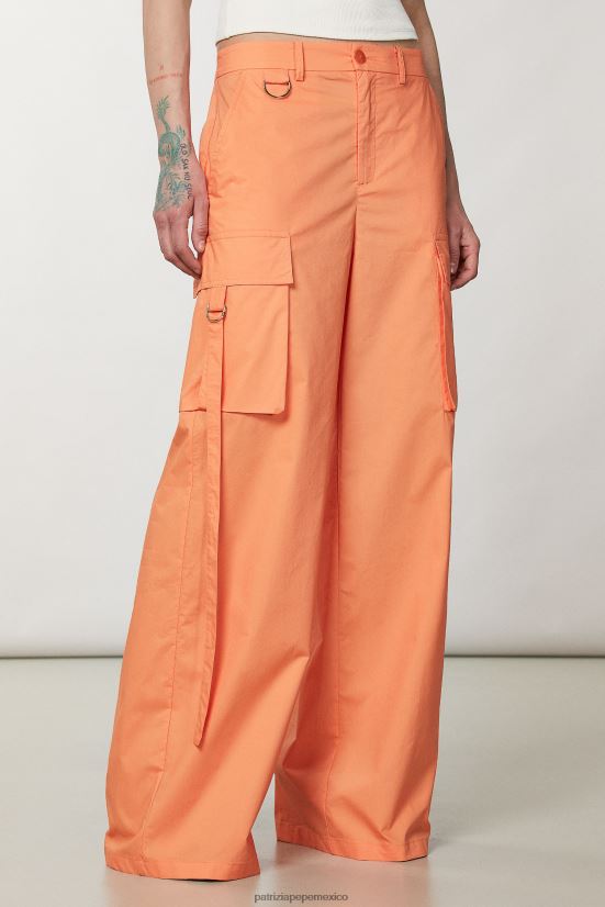 vestir mx Patrizia Pepe mujer pantalones cargo de popelina naranja claro 66024R249