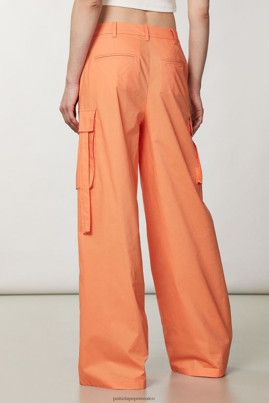 vestir mx Patrizia Pepe mujer pantalones cargo de popelina naranja claro 66024R249