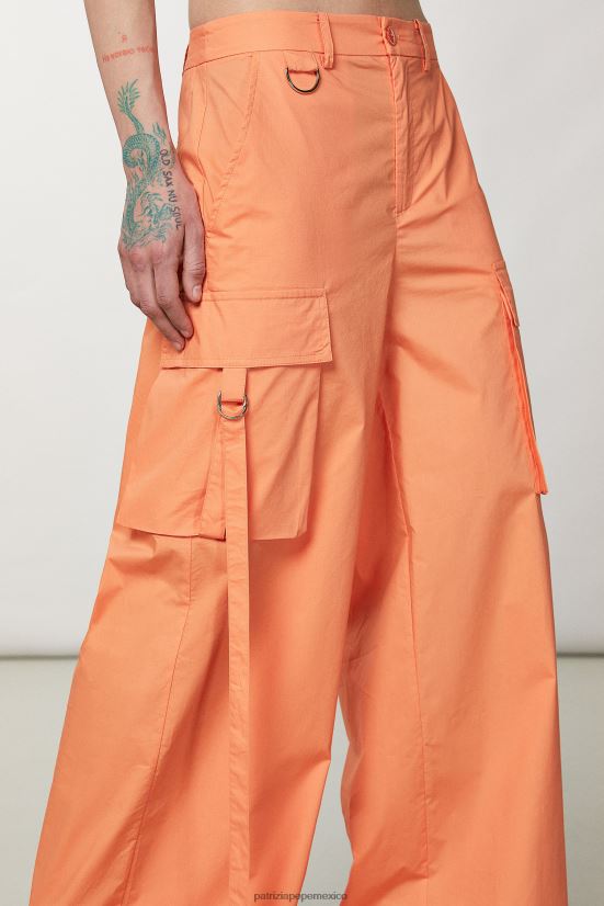 vestir mx Patrizia Pepe mujer pantalones cargo de popelina naranja claro 66024R249