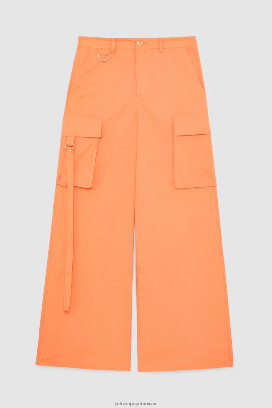 vestir mx Patrizia Pepe mujer pantalones cargo de popelina naranja claro 66024R249