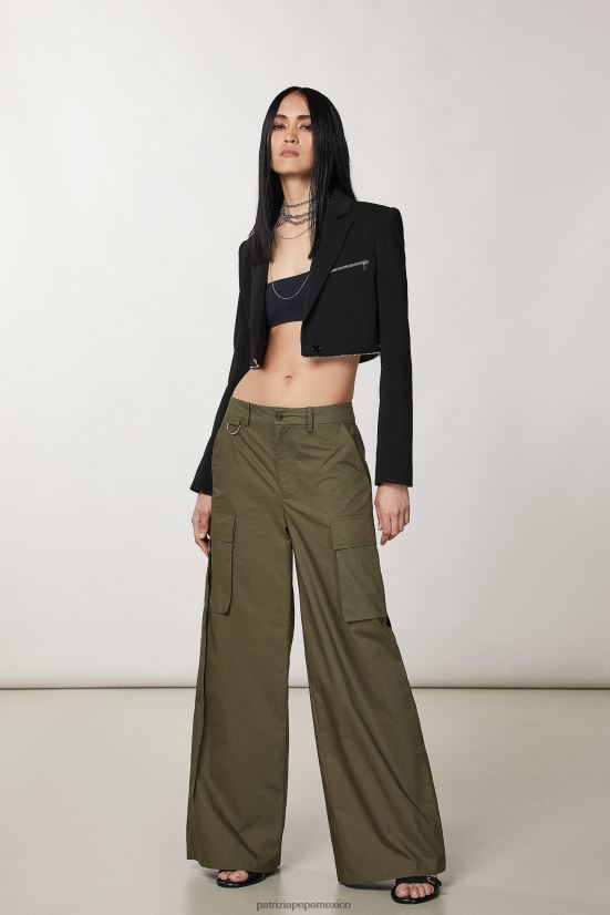 vestir mx Patrizia Pepe mujer pantalones cargo de popelina verde militar 66024R515