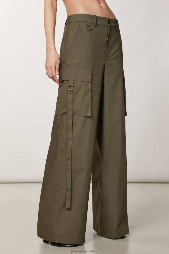 vestir mx Patrizia Pepe mujer pantalones cargo de popelina verde militar 66024R515