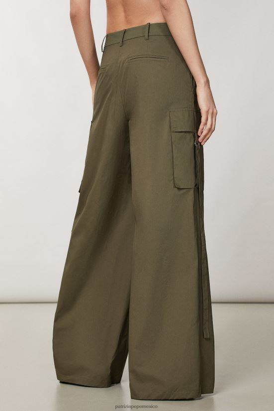 vestir mx Patrizia Pepe mujer pantalones cargo de popelina verde militar 66024R515