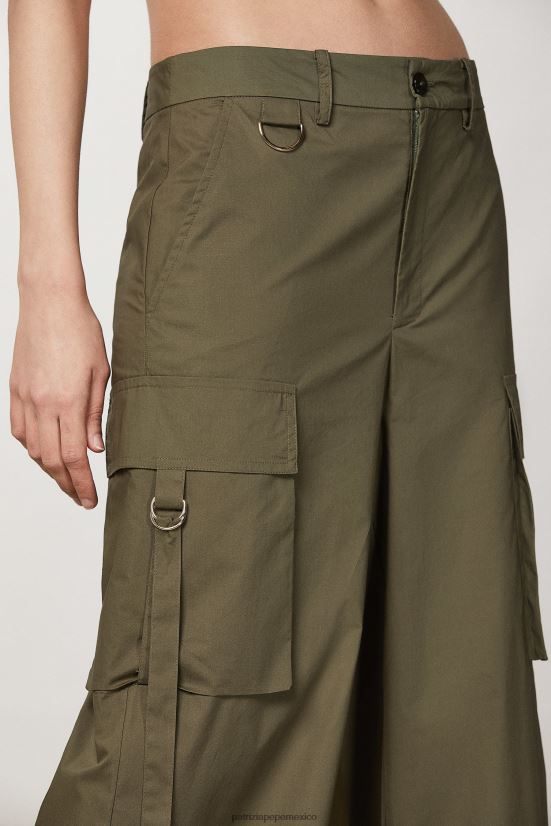 vestir mx Patrizia Pepe mujer pantalones cargo de popelina verde militar 66024R515