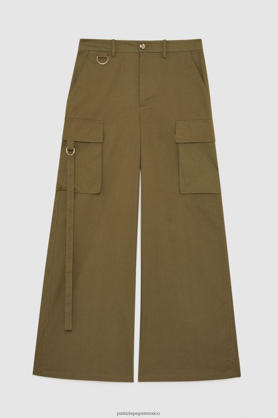 vestir mx Patrizia Pepe mujer pantalones cargo de popelina verde militar 66024R515