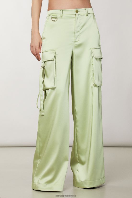 vestir mx Patrizia Pepe mujer pantalones cargo oversize de satén margarita verde 66024R282
