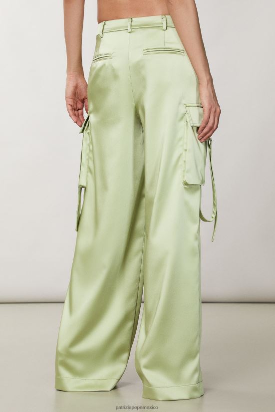 vestir mx Patrizia Pepe mujer pantalones cargo oversize de satén margarita verde 66024R282