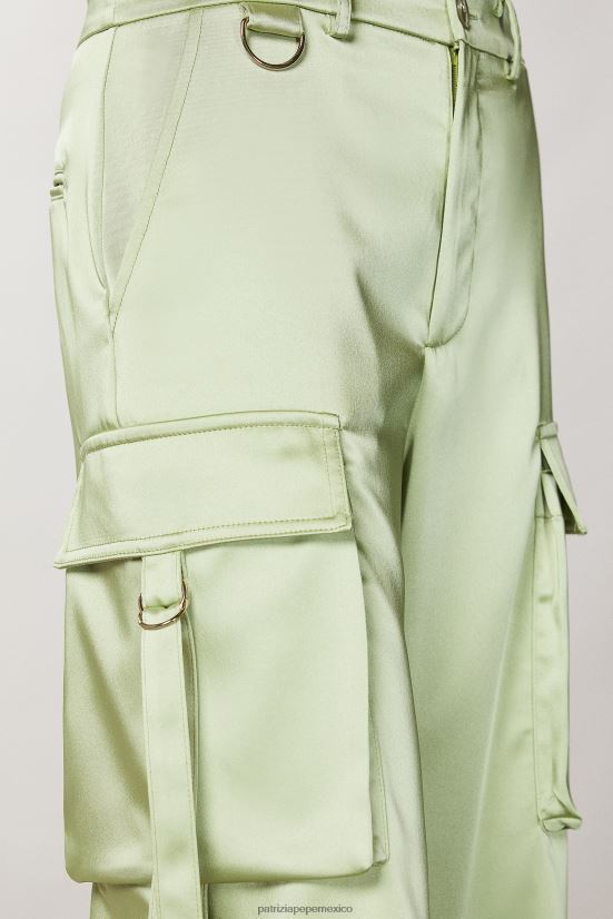vestir mx Patrizia Pepe mujer pantalones cargo oversize de satén margarita verde 66024R282