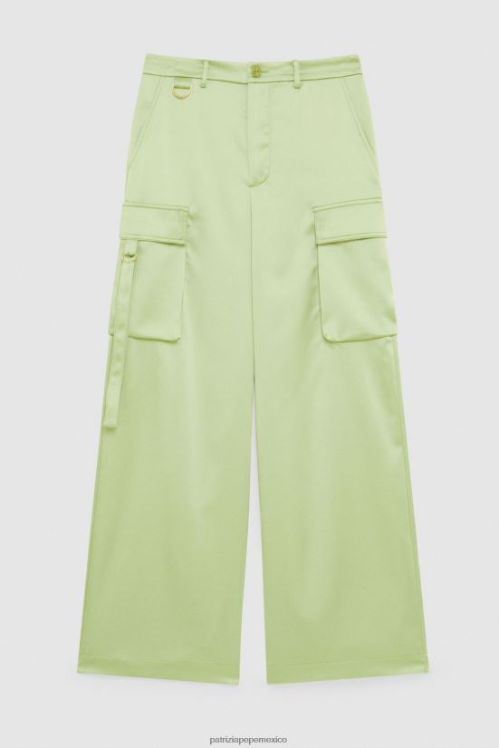 vestir mx Patrizia Pepe mujer pantalones cargo oversize de satén margarita verde 66024R282