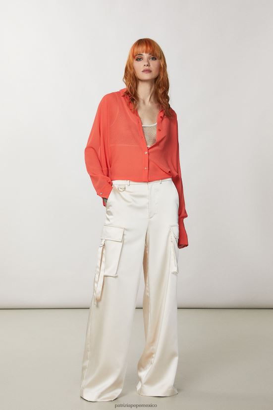 vestir mx Patrizia Pepe mujer pantalones cargo oversize de satén martini beige 66024R280
