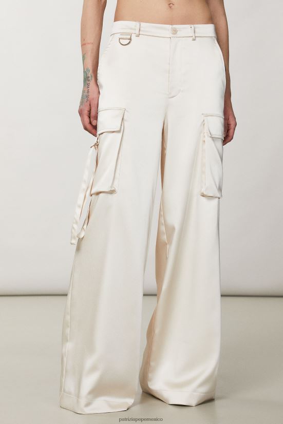 vestir mx Patrizia Pepe mujer pantalones cargo oversize de satén martini beige 66024R280