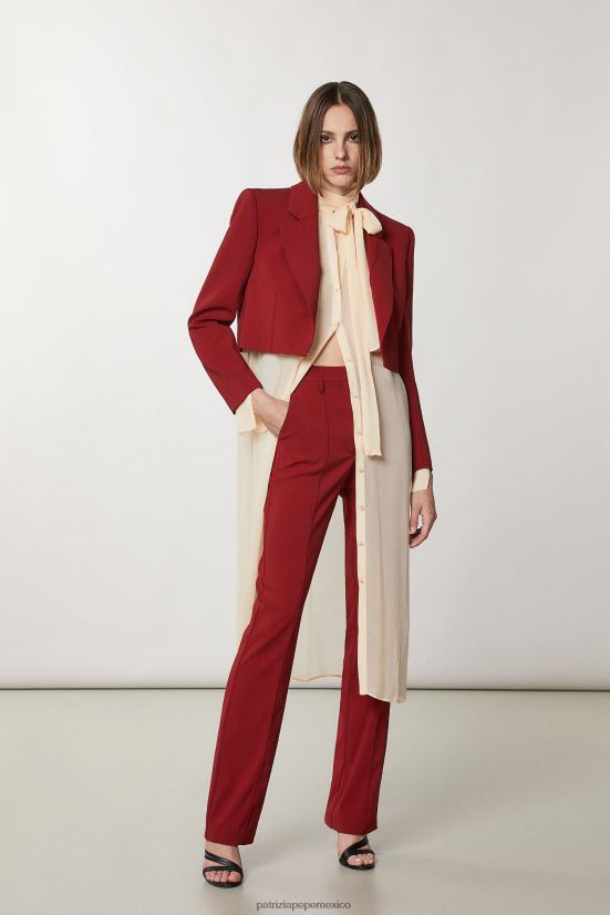 vestir mx Patrizia Pepe mujer pantalones de crepé esenciales rojo marciano 66024R78