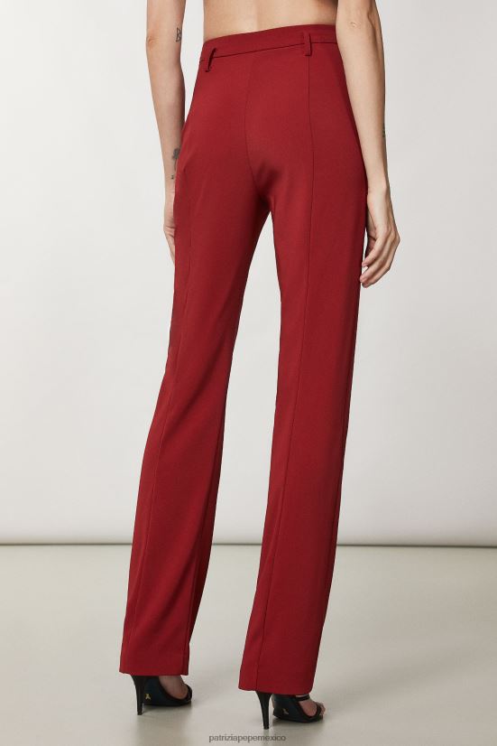 vestir mx Patrizia Pepe mujer pantalones de crepé esenciales rojo marciano 66024R78