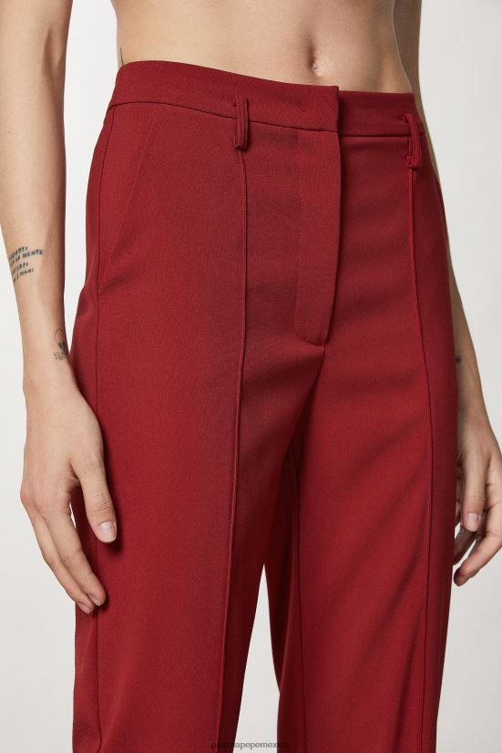 vestir mx Patrizia Pepe mujer pantalones de crepé esenciales rojo marciano 66024R78