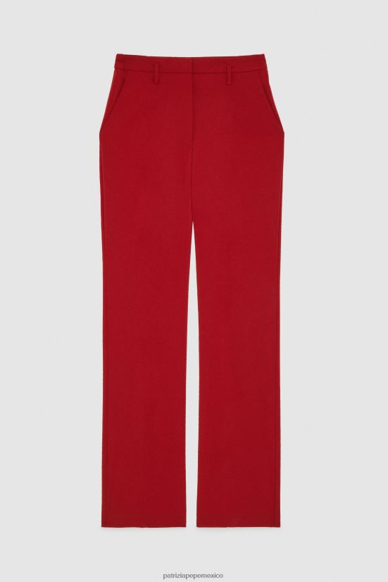 vestir mx Patrizia Pepe mujer pantalones de crepé esenciales rojo marciano 66024R78