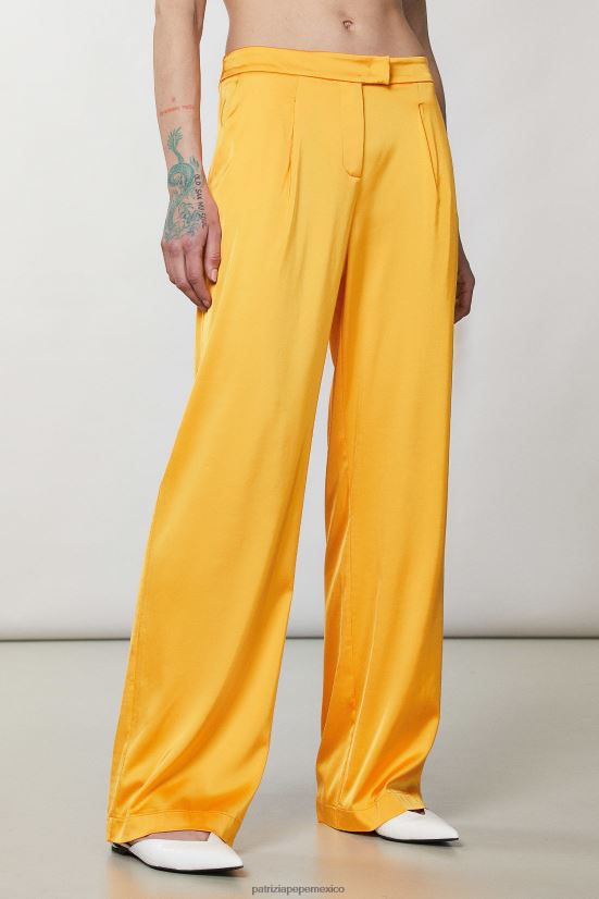 vestir mx Patrizia Pepe mujer pantalones fluidos de satén naranja jugosa 66024R319