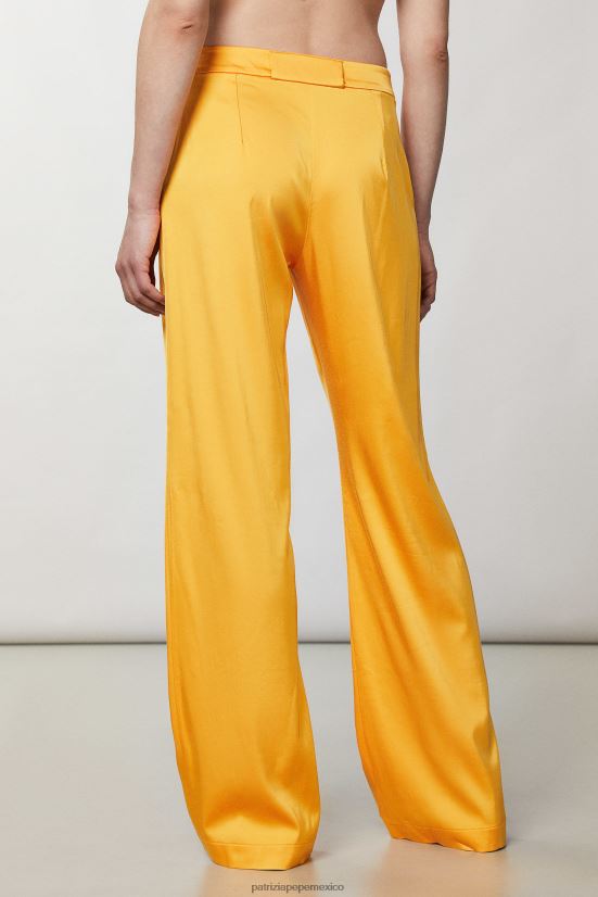 vestir mx Patrizia Pepe mujer pantalones fluidos de satén naranja jugosa 66024R319