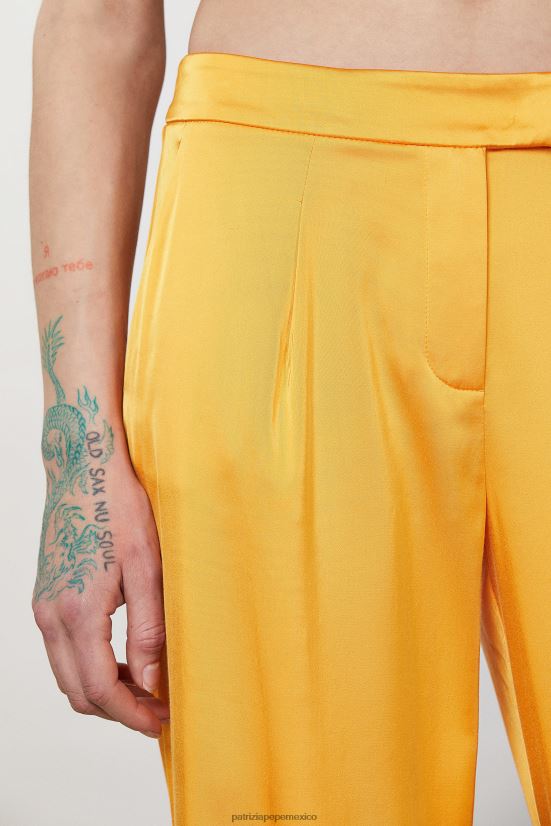 vestir mx Patrizia Pepe mujer pantalones fluidos de satén naranja jugosa 66024R319