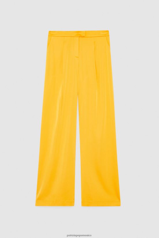 vestir mx Patrizia Pepe mujer pantalones fluidos de satén naranja jugosa 66024R319
