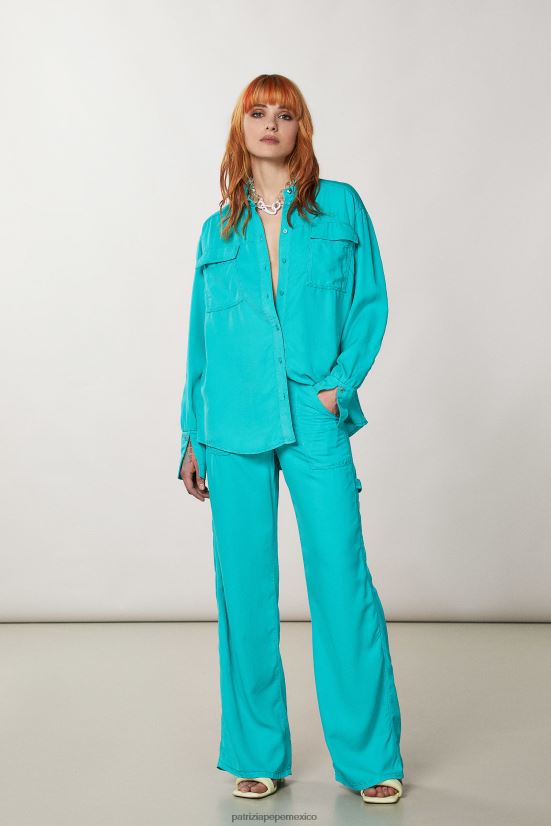 vestir mx Patrizia Pepe mujer pantalones largos de tencel agua verde 66024R603