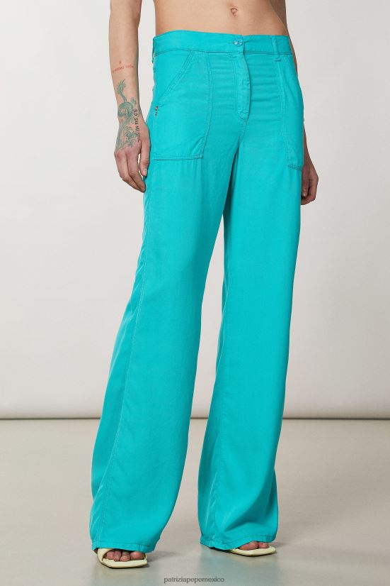 vestir mx Patrizia Pepe mujer pantalones largos de tencel agua verde 66024R603